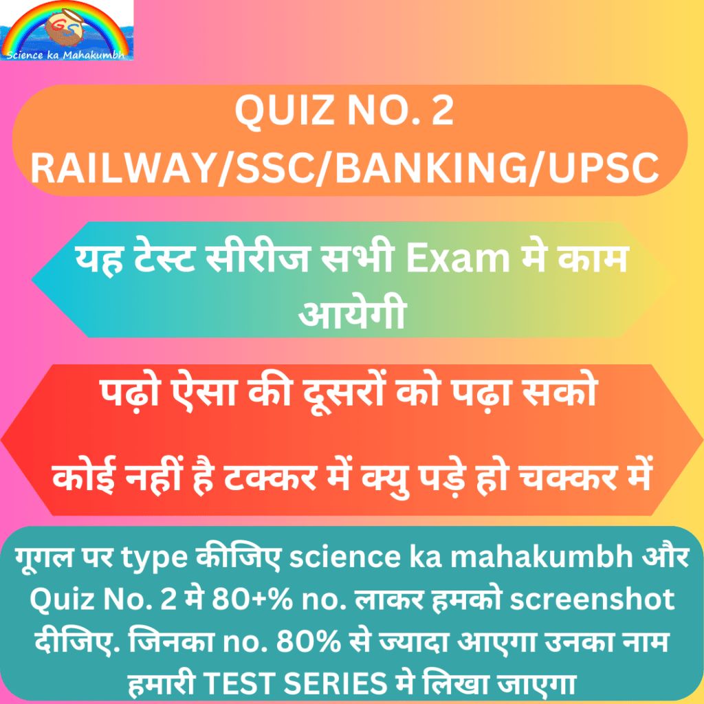 QUIZ NO. 2 RAILWAY/SSC/BANKING/UPSC