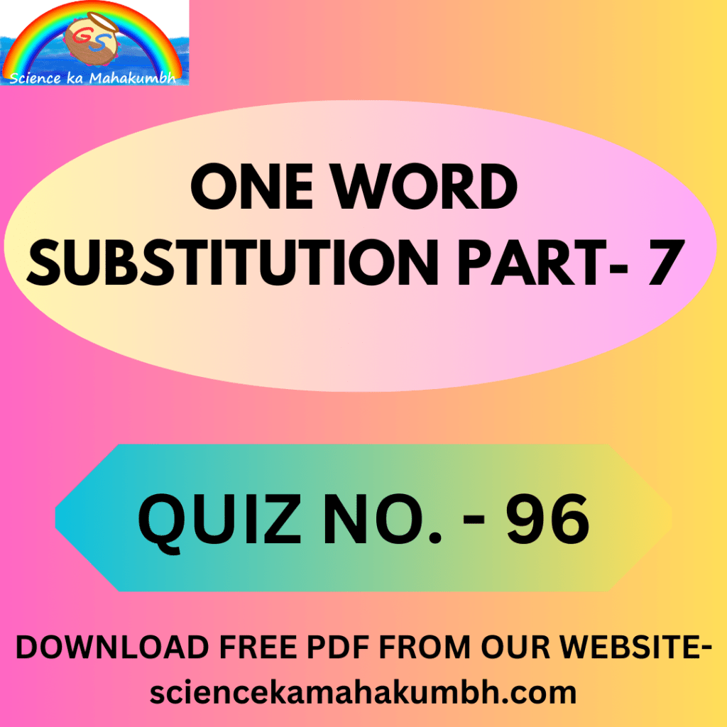 QUIZ NO. 96 ONE WORD SUBSTITUTION PART-7